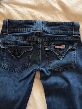 Hudson Jeans Dark Blue Bootcut Denim with Button-Detail Back Pockets